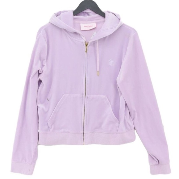 Juicy Couture Classic Velour Zip Hoodie in Lilac - Picture 1 of 8